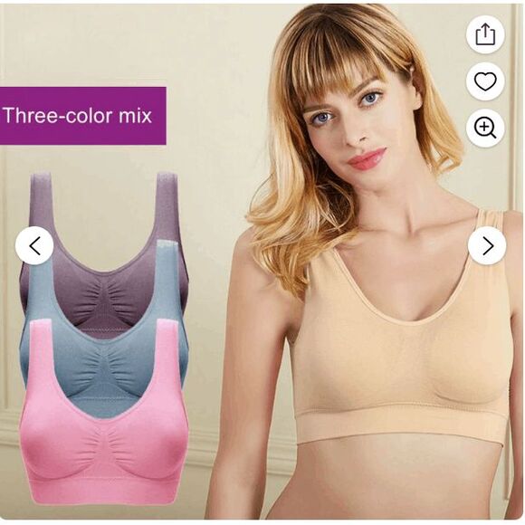 Genie Bra Set of 3 Jacquard Seamless Bras w/ Modesty Pads NWT - Picture 2 of 2